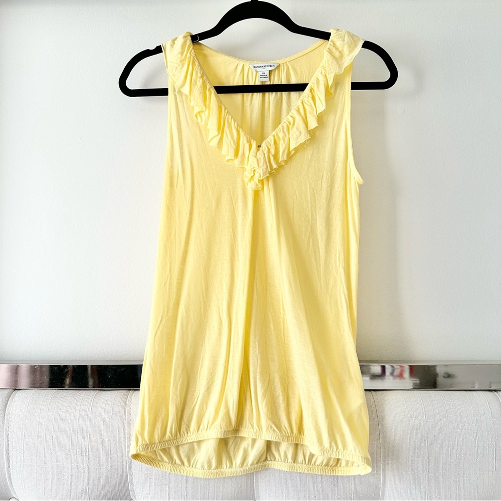 Banana Republic Yellow Sleeveless Ruffle Top